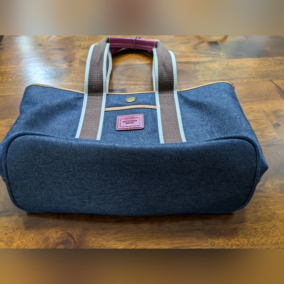 Coach Hampton Mini Blue Denim Small Tote Bag with pink detailing - Picture 9 of 9